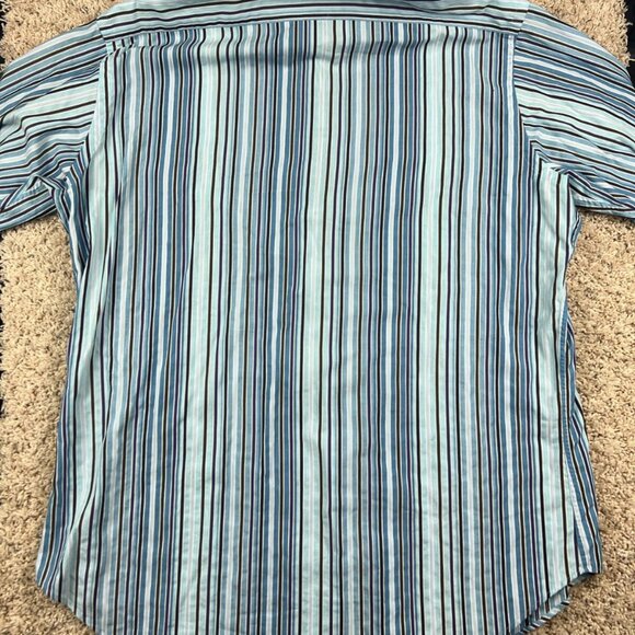 Thomas Dean Shirt Long Sleeve Size XL Button Up Mens Blue Purple Striped - Picture 7 of 7